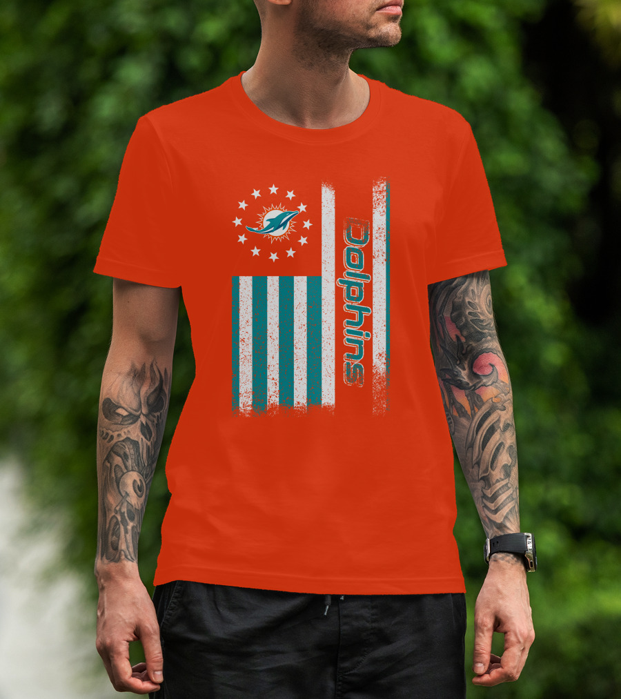 Miami Dolphins American Flag Dolphins Logo Stars T-Shirt
