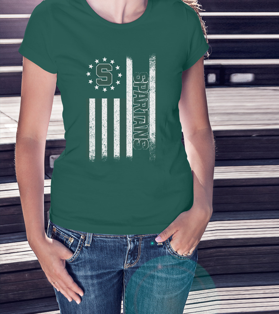 Michigan State Spartans S Logo Flag T-Shirt