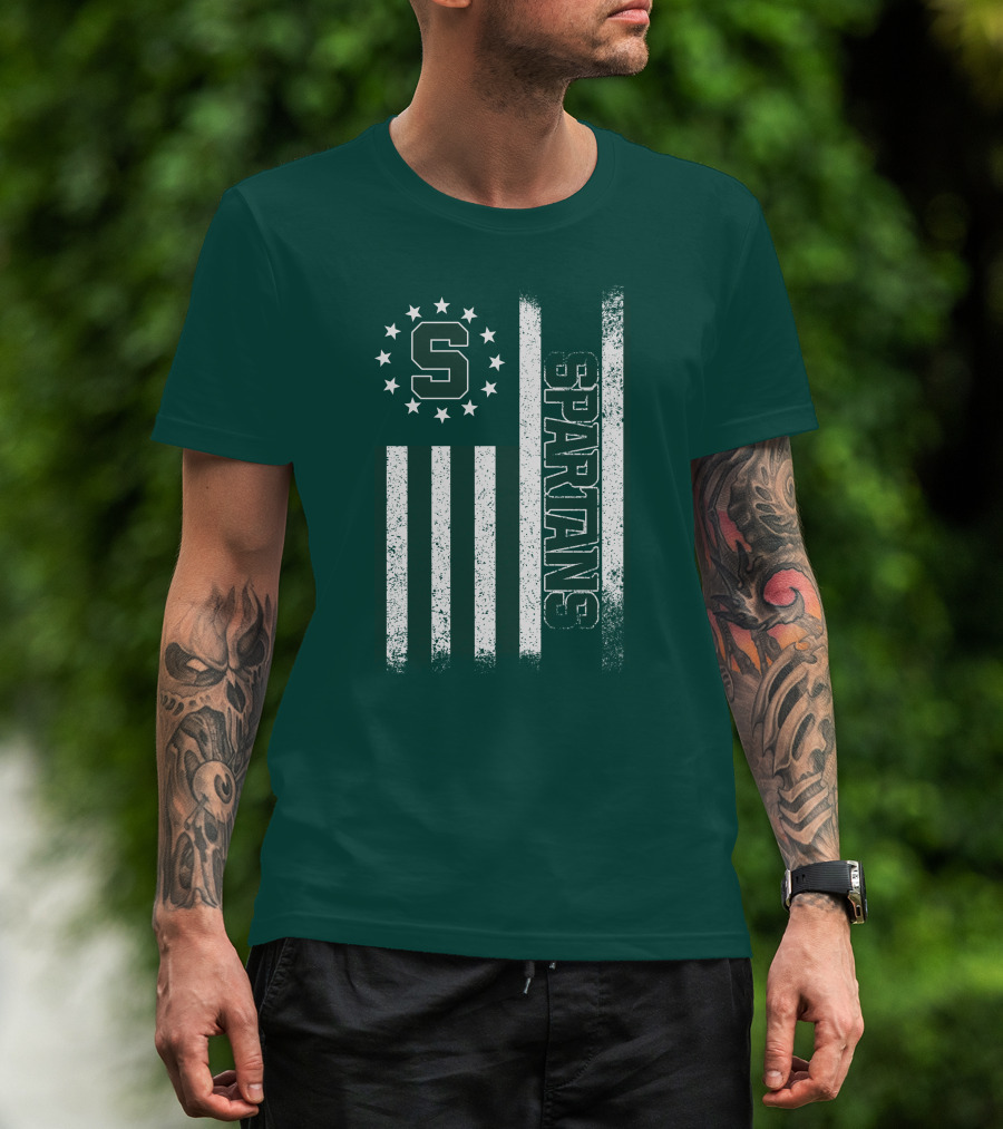 Michigan State Spartans S Logo Flag T-Shirt