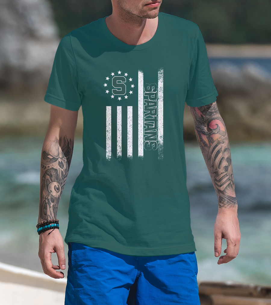 Michigan State Spartans S Logo Flag T-Shirt