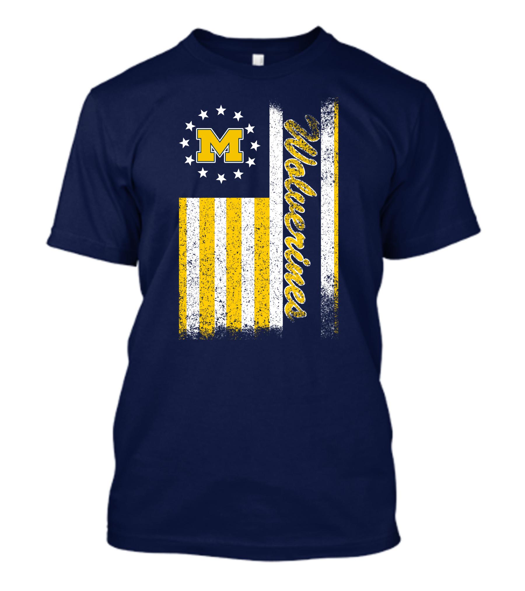Michigan Wolverines M Logo American Flag Stars Stripes Edition T-Shirt