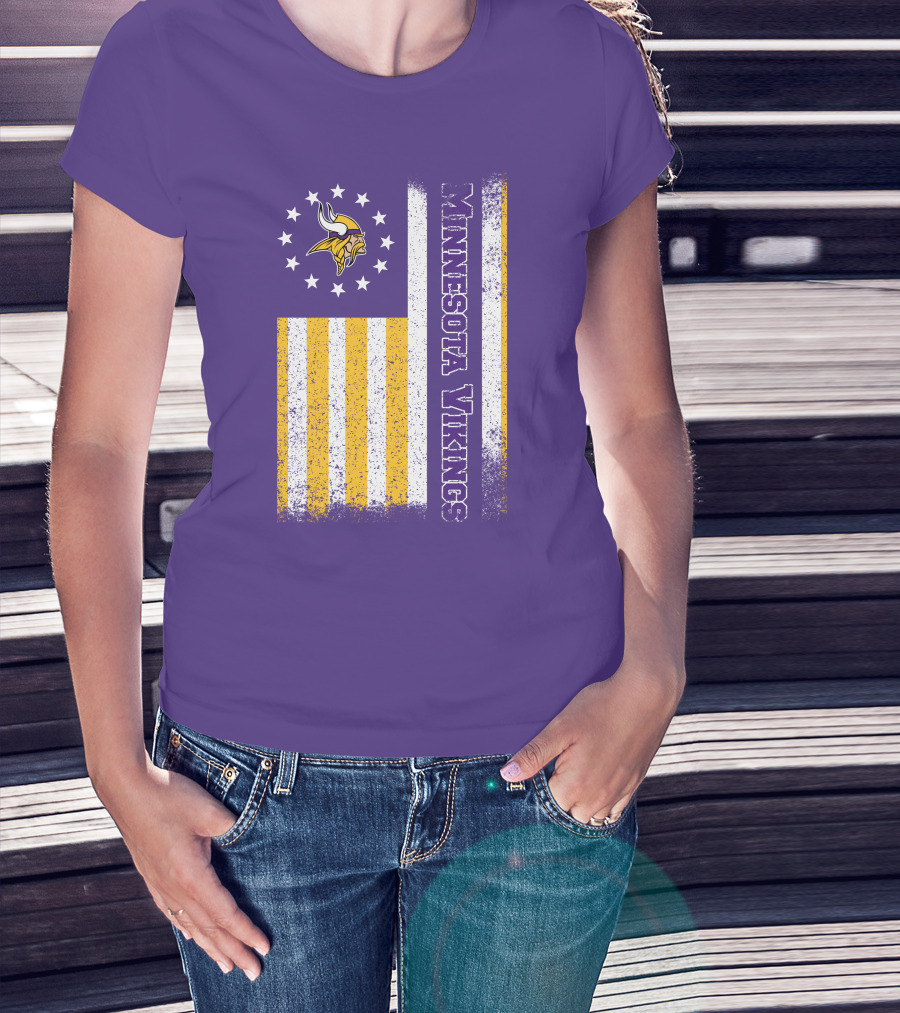Minnesota Vikings American Flag Stars And Stripes T-Shirt