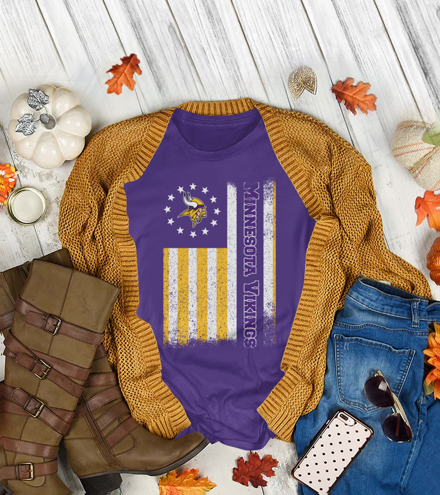 Minnesota Vikings American Flag Stars And Stripes T-Shirt