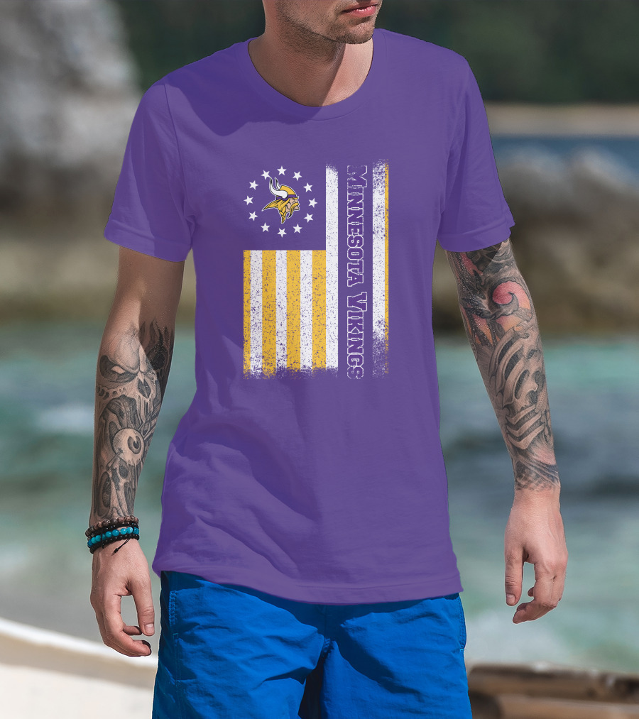 Minnesota Vikings American Flag Stars And Stripes T-Shirt