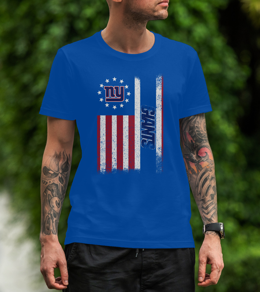 New York Giants Stars And Stripes American Flag T-Shirt