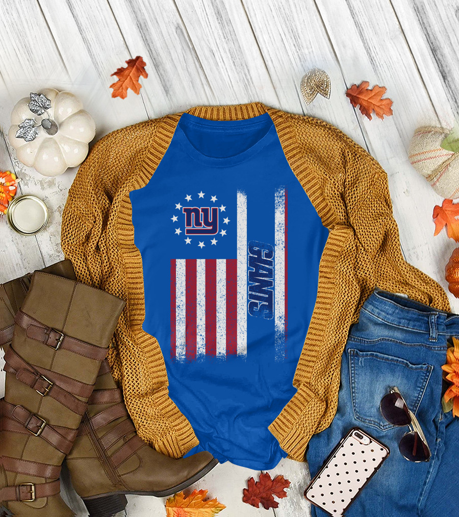 New York Giants Stars And Stripes American Flag T-Shirt