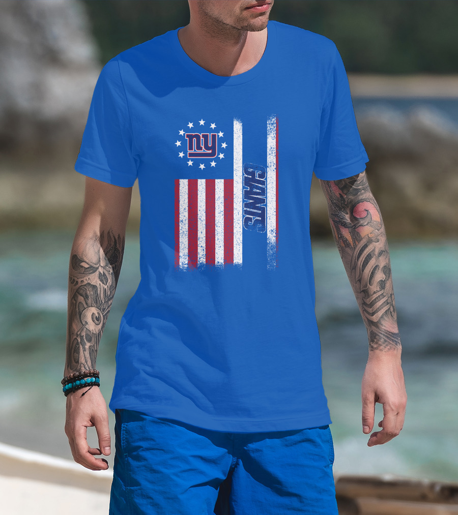 New York Giants Stars And Stripes American Flag T-Shirt