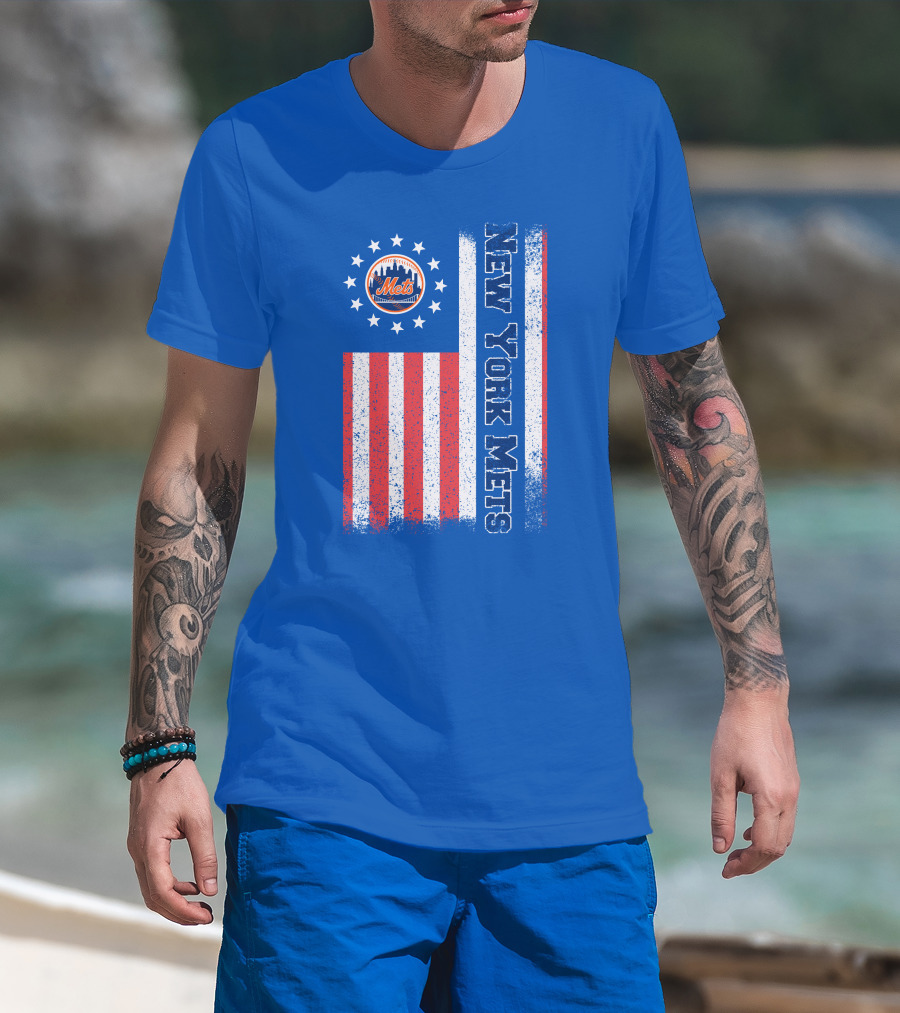 New York Mets American Flag Stars Stripes T-Shirt