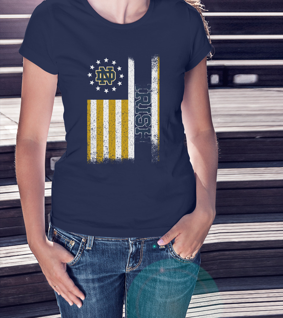 Notre Dame Fighting Irish American Flag Nd T-Shirt