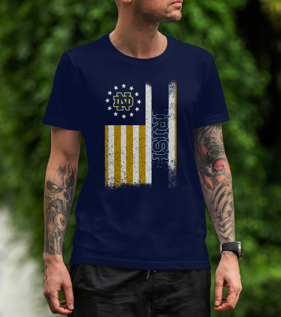Notre Dame Fighting Irish American Flag Nd T-Shirt