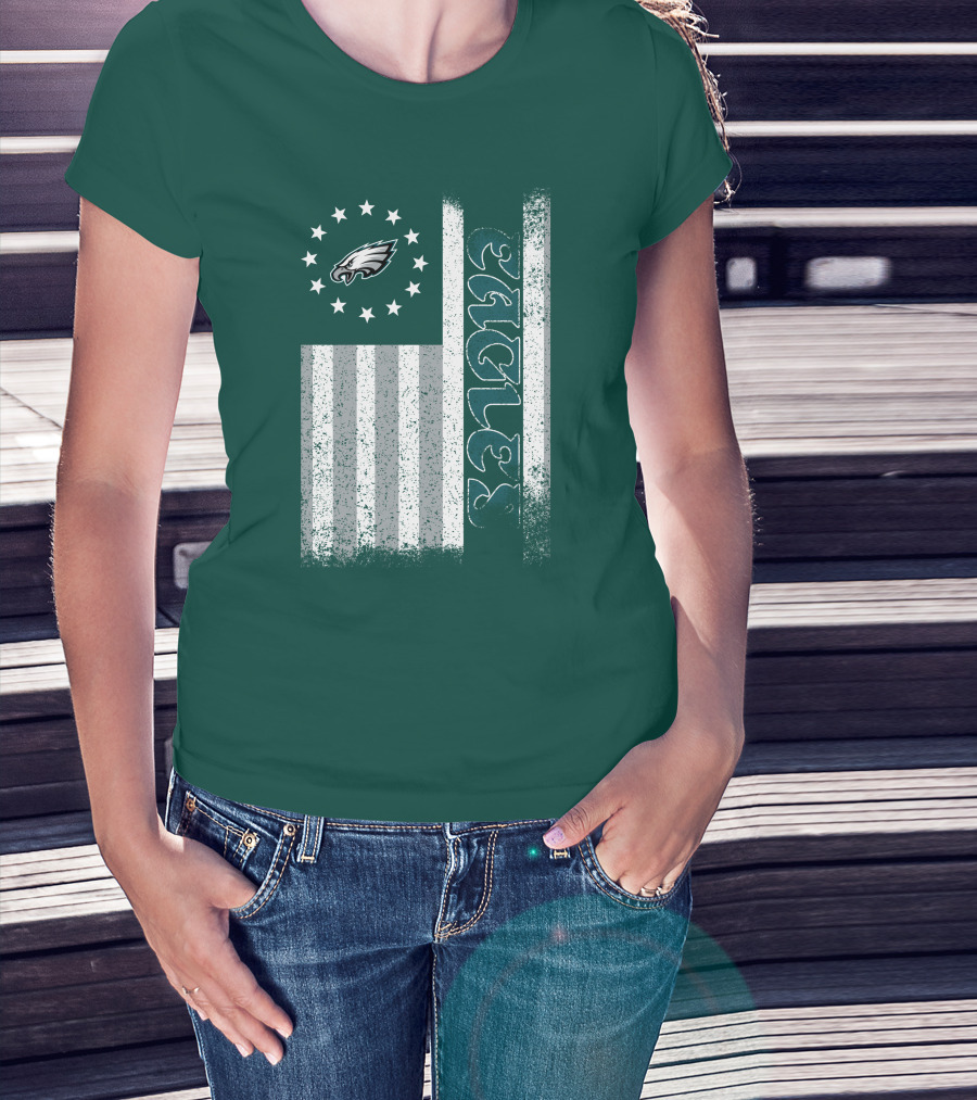 Philadelphia Eagles Stars And Stripes American Flag T-Shirt