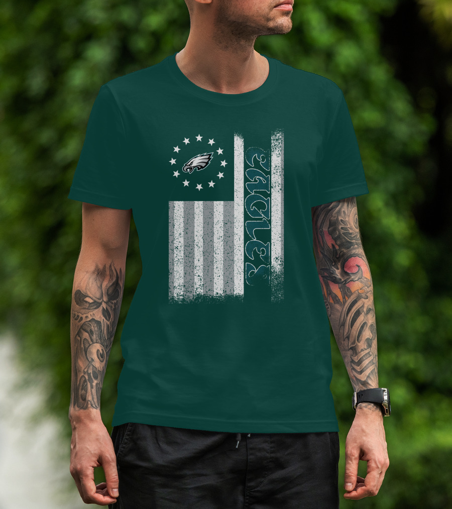 Philadelphia Eagles Stars And Stripes American Flag T-Shirt