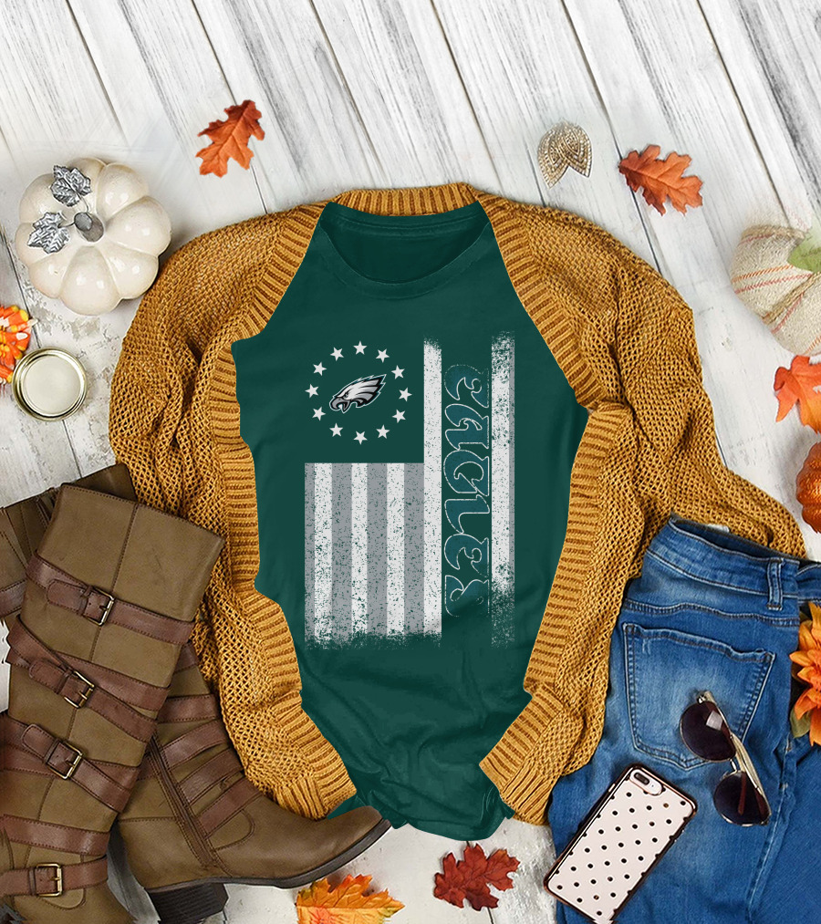 Philadelphia Eagles Stars And Stripes American Flag T-Shirt