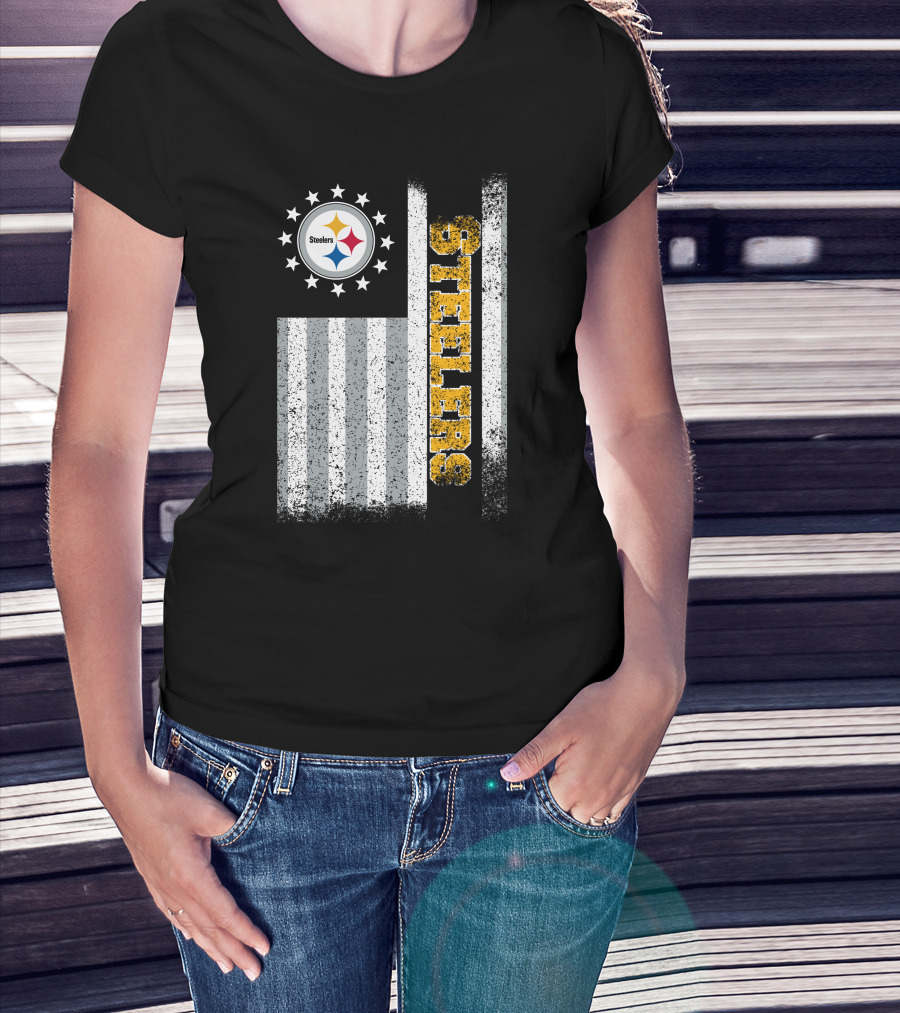 Pittsburgh Steelers American Flag Stars And Stripes T-Shirt