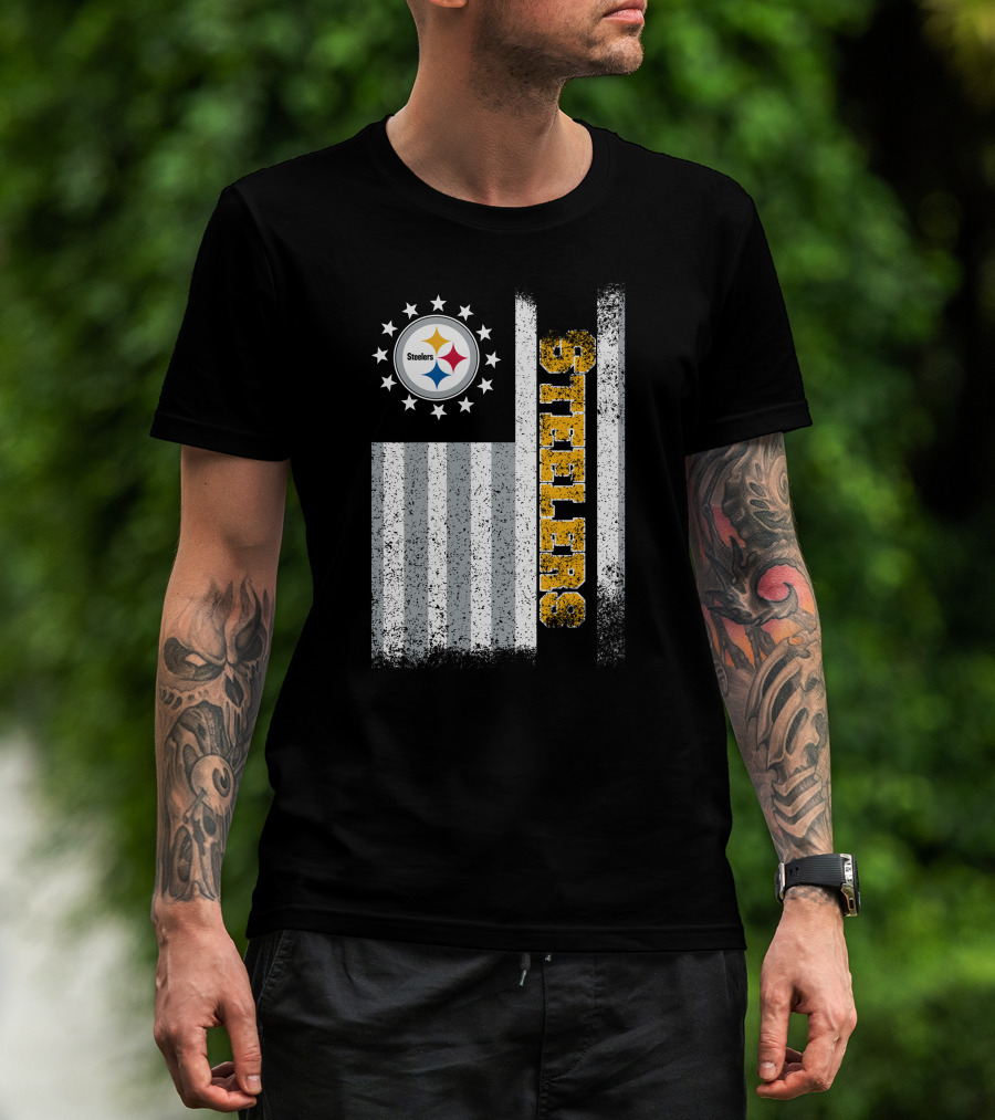 Pittsburgh Steelers American Flag Stars And Stripes T-Shirt