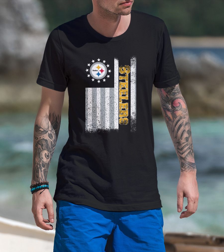 Pittsburgh Steelers American Flag Stars And Stripes T-Shirt