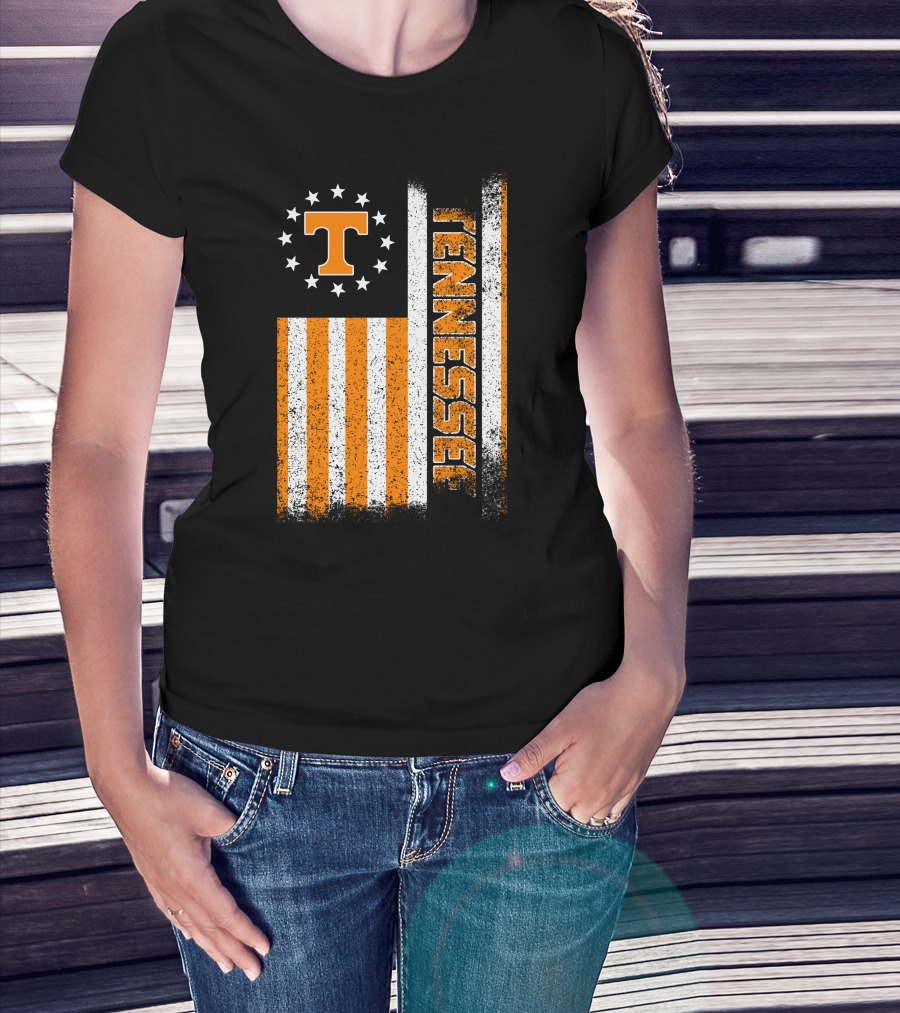 Tennessee Volunteers American Flag Stars And Stripes Vintage Look T-Shirt