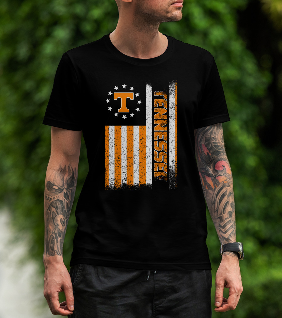 Tennessee Volunteers American Flag Stars And Stripes Vintage Look T-Shirt