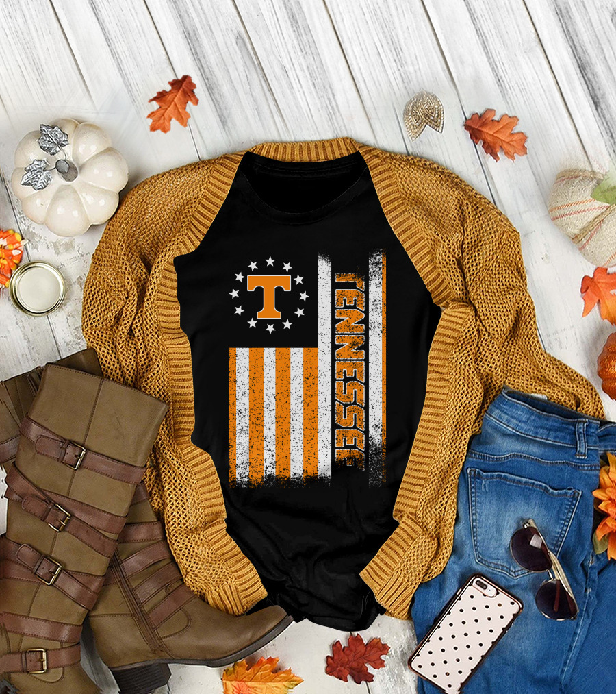 Tennessee Volunteers American Flag Stars And Stripes Vintage Look T-Shirt
