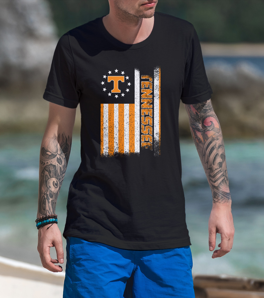 Tennessee Volunteers American Flag Stars And Stripes Vintage Look T-Shirt
