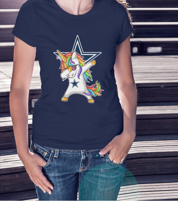 Dallas Cowboys Unicorn Dabbing Star Rainbow T-Shirt