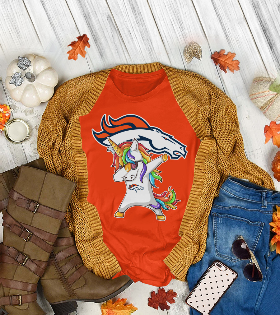 Denver Broncos Unicorn Dabbing NFL Sports Fan T-Shirt
