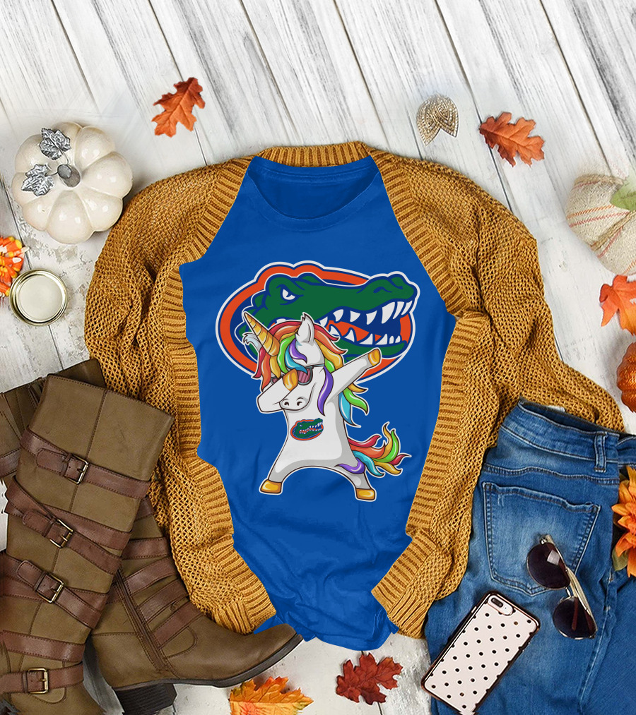 Florida Gators Dabbing Unicorn Rainbow Mane T-Shirt