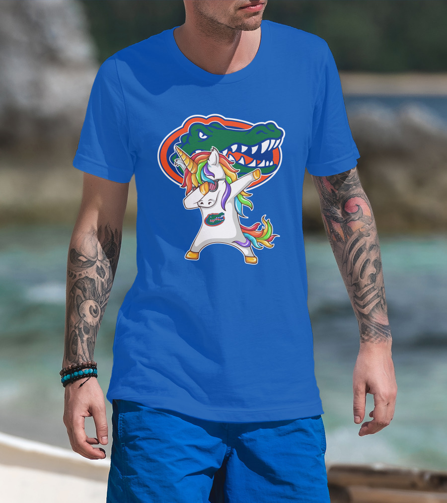Florida Gators Dabbing Unicorn Rainbow Mane T-Shirt