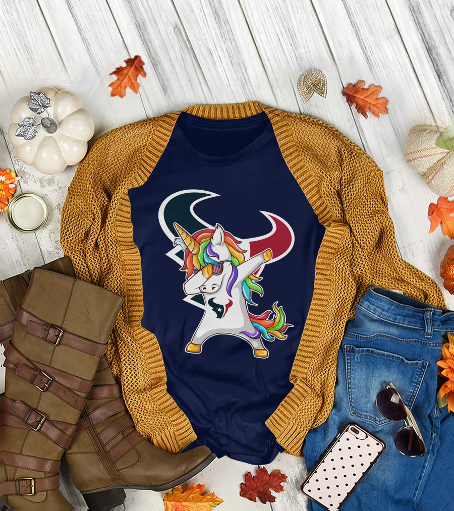 Houston Texans Unicorn Dabbing NFL Pride T-Shirt