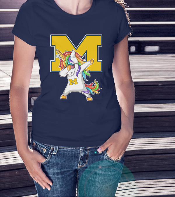 Michigan Wolverines Unicorn Dabbing M T-Shirt