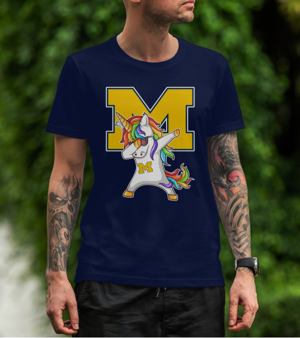 Michigan Wolverines Unicorn Dabbing M T-Shirt