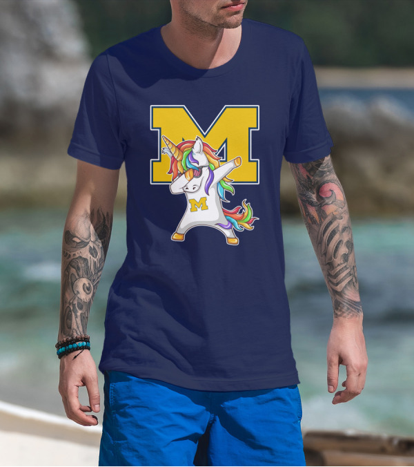 Michigan Wolverines Unicorn Dabbing M T-Shirt