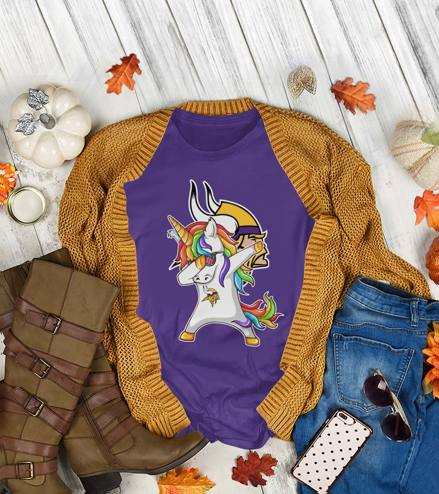 Minnesota Vikings Rainbow Unicorn Dabbing T-Shirt
