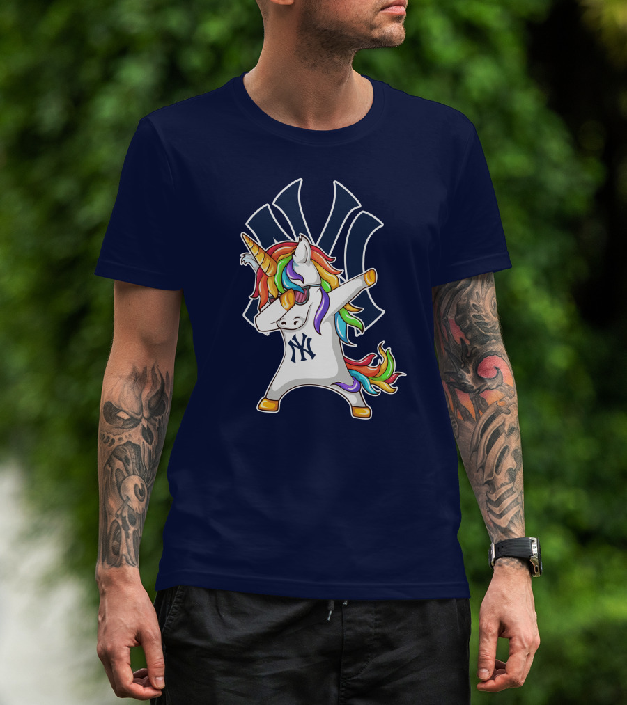 New York Yankees Unicorn Dabbing Rainbow T-Shirt