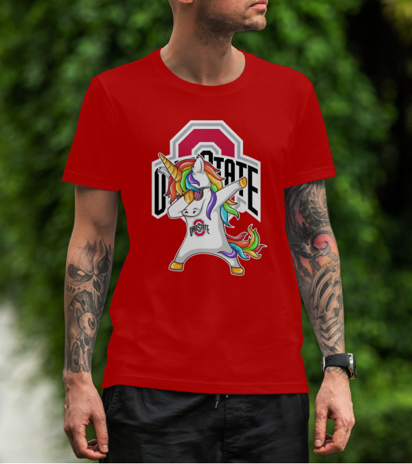 Ohio State Buckeyes Rainbow Unicorn Dabbing T-Shirt