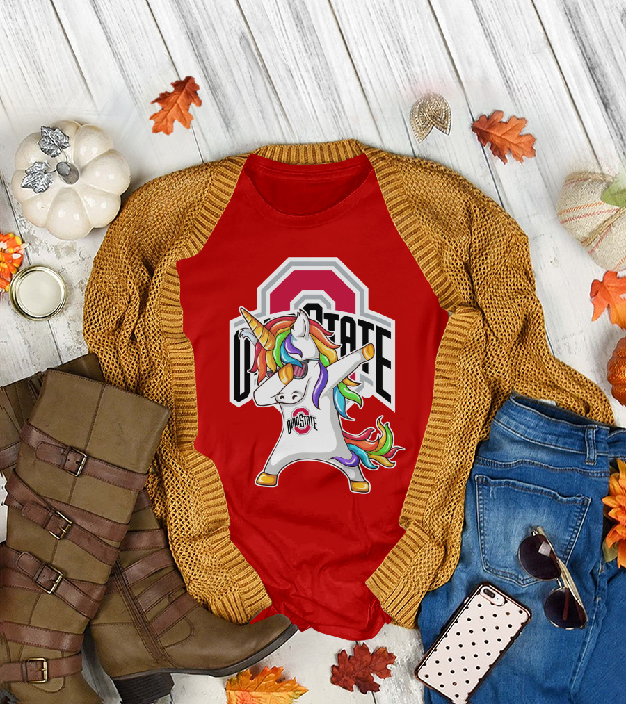 Ohio State Buckeyes Rainbow Unicorn Dabbing T-Shirt