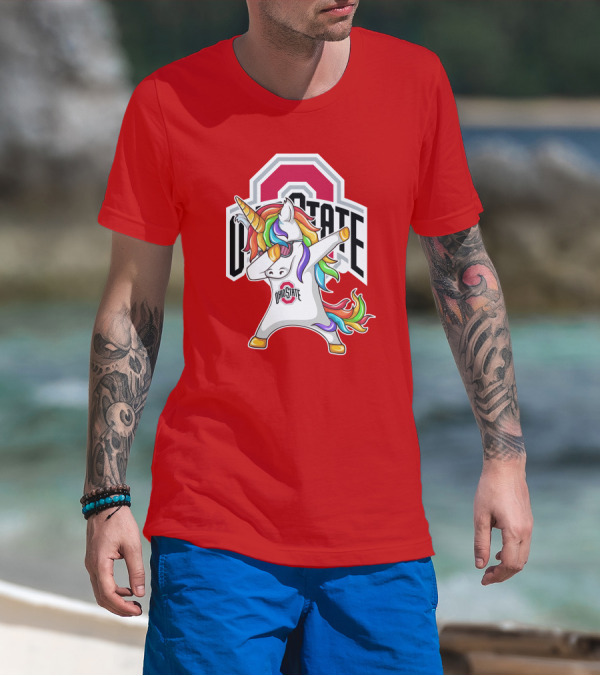 Ohio State Buckeyes Rainbow Unicorn Dabbing T-Shirt