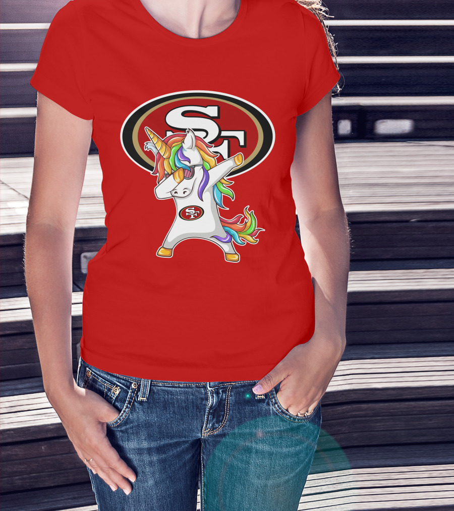 San Francisco 49ers SF Logo Rainbow Unicorn Dabbing T-Shirt