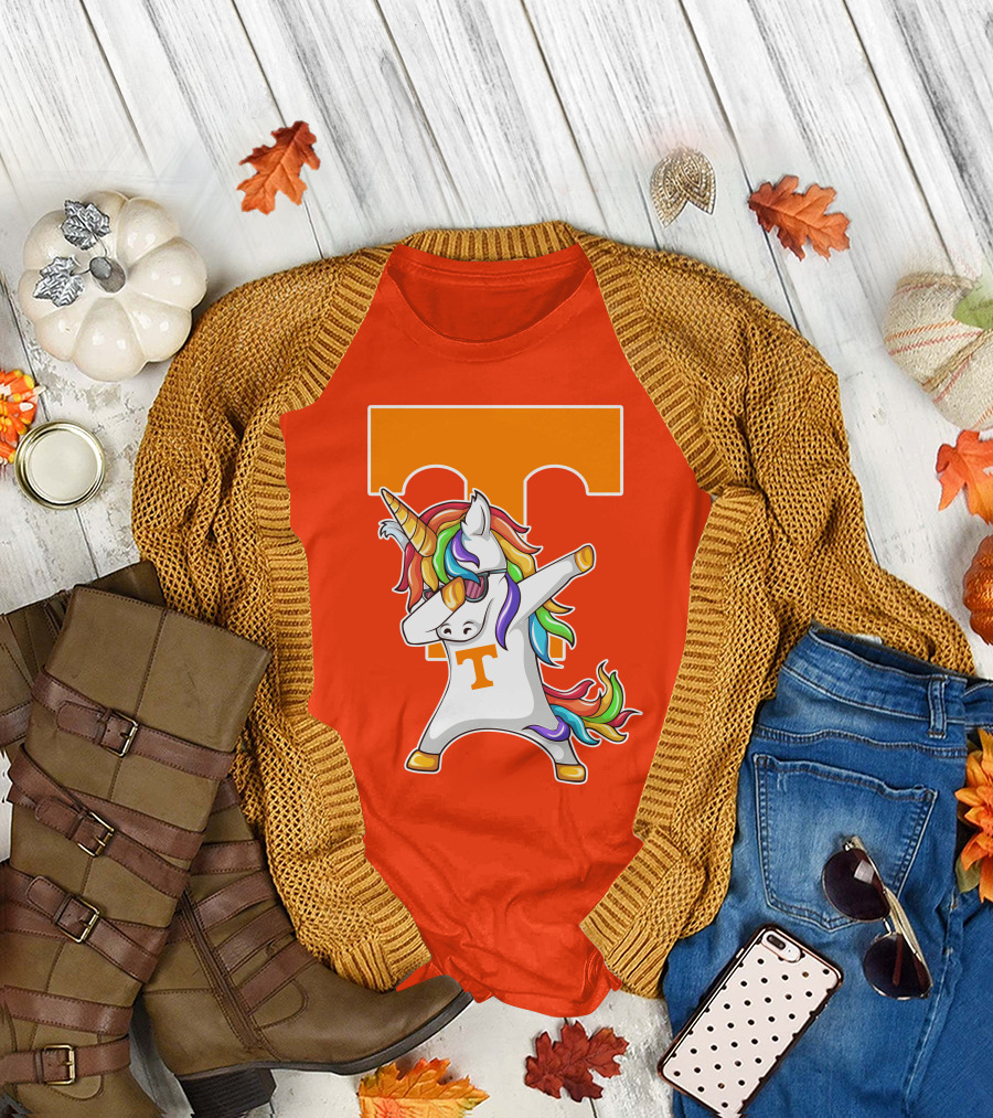 Tennessee Volunteers Dabbing Unicorn with Iconic Orange T T-Shirt