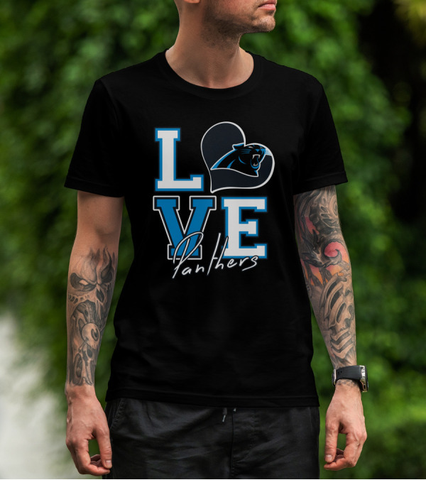 Love Panthers Heart T-Shirt