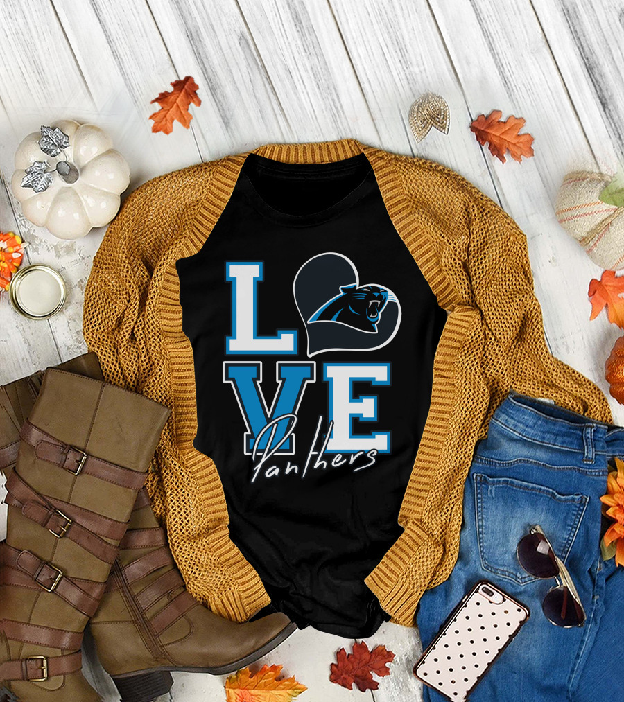 Love Panthers Heart T-Shirt