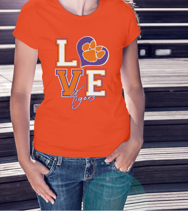 LOVE Heart Tigers Clemson T-Shirt