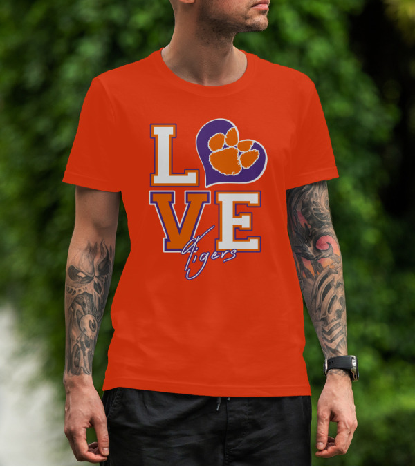 LOVE Heart Tigers Clemson T-Shirt