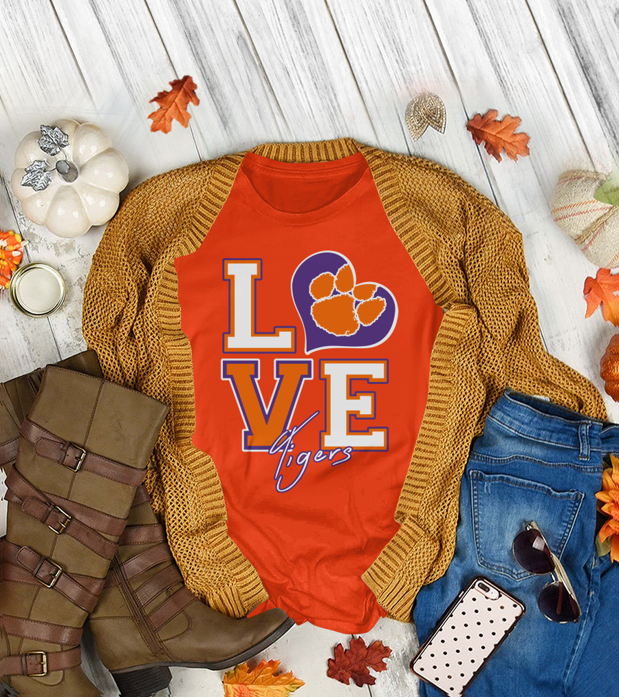 LOVE Heart Tigers Clemson T-Shirt