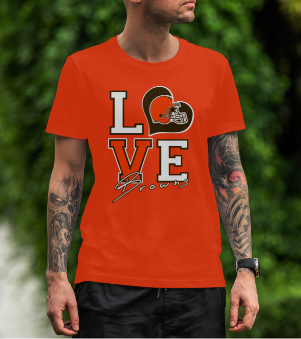 LOVE Browns Football Helmet Heart T-Shirt