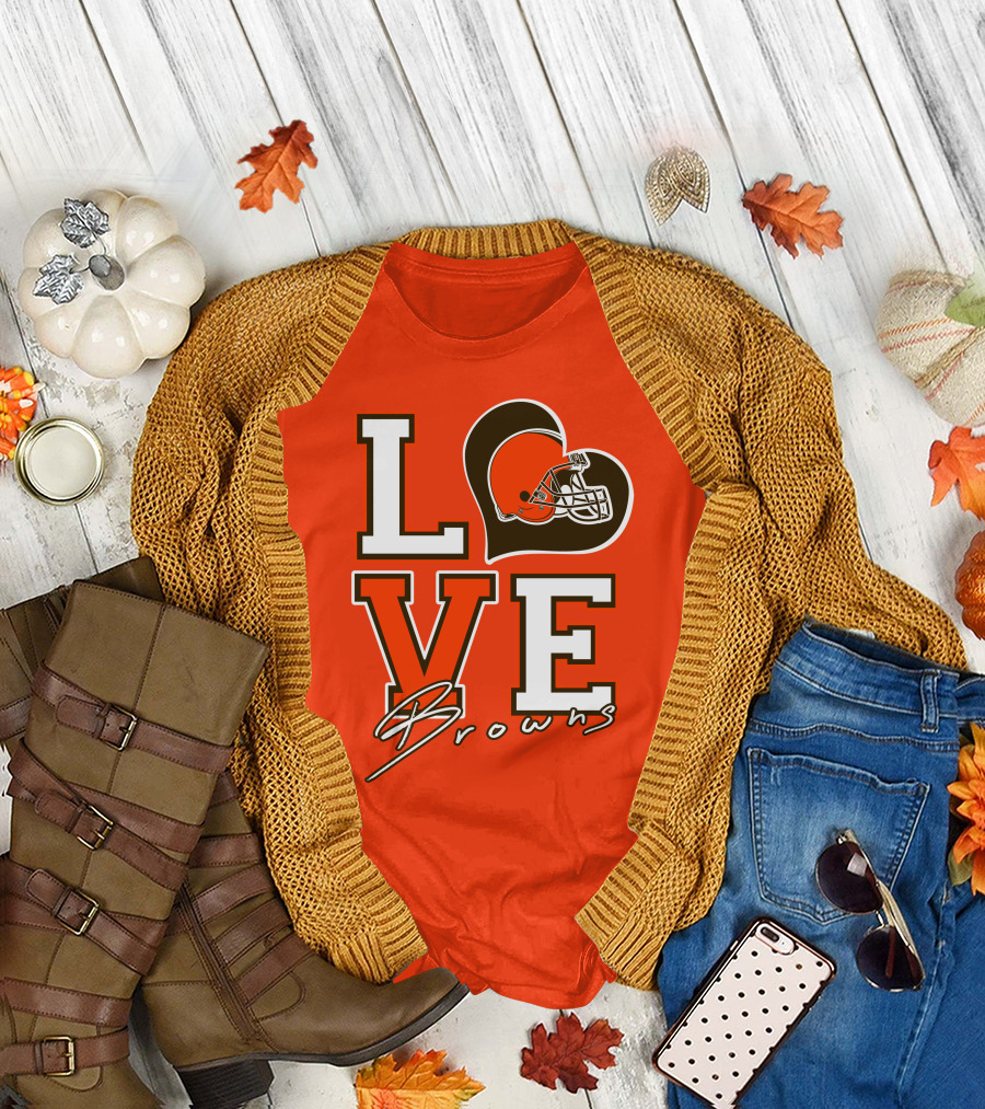 LOVE Browns Football Helmet Heart T-Shirt