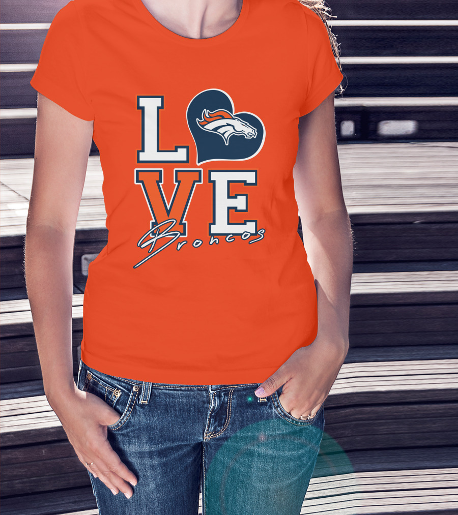 Love Broncos Denver Broncos Heart T-Shirt