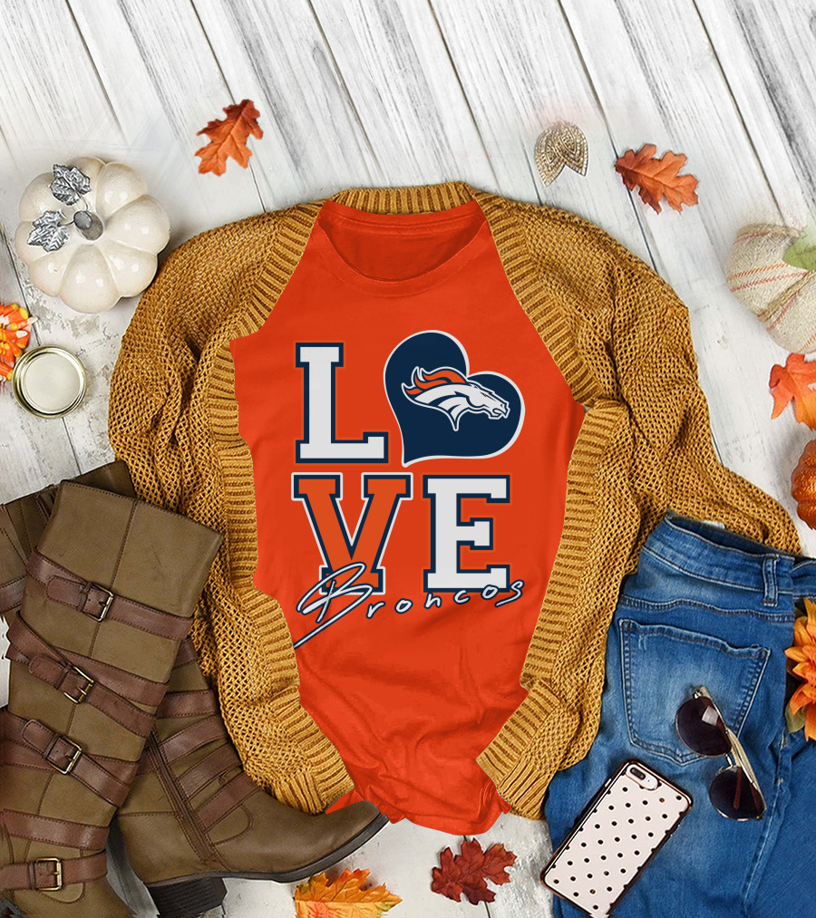 Love Broncos Denver Broncos Heart T-Shirt