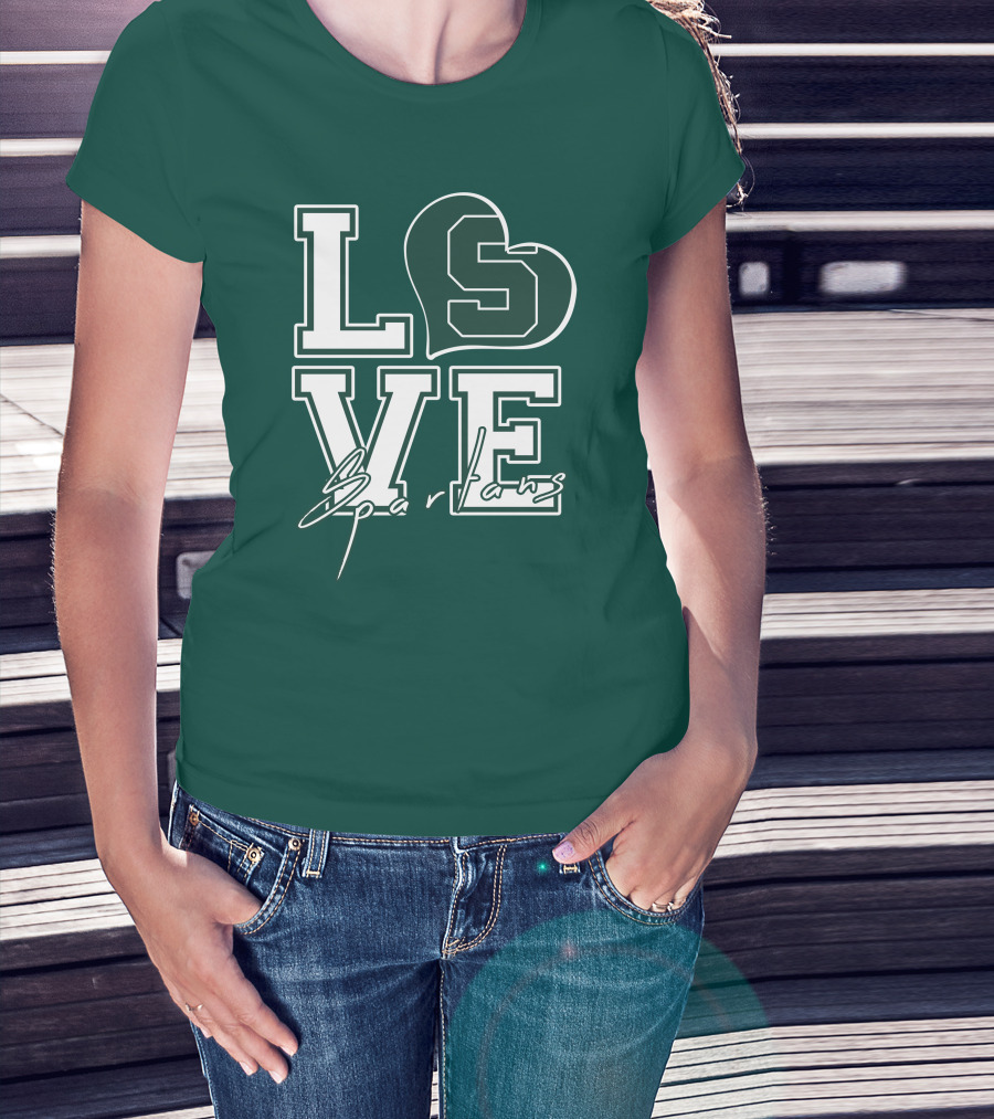 Love Spartans Michigan State Heart T-Shirt