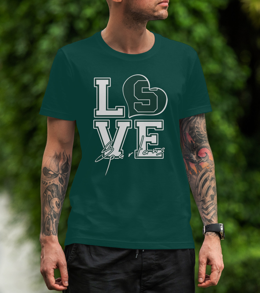 Love Spartans Michigan State Heart T-Shirt